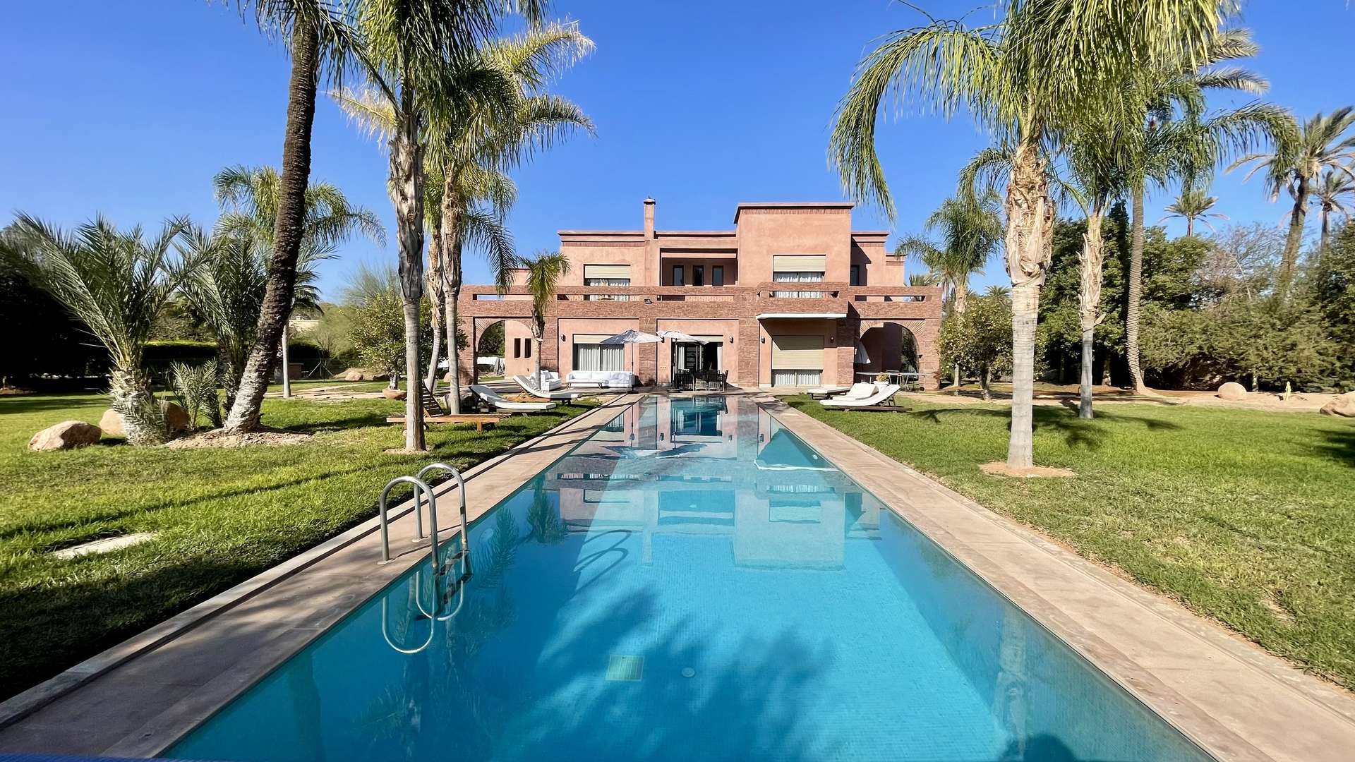 Location longue durée ,Villa,Villa meublée de 4 suites avec logement de personnel dans la Palmeraie de Marrakech,Marrakech,Palmeraie