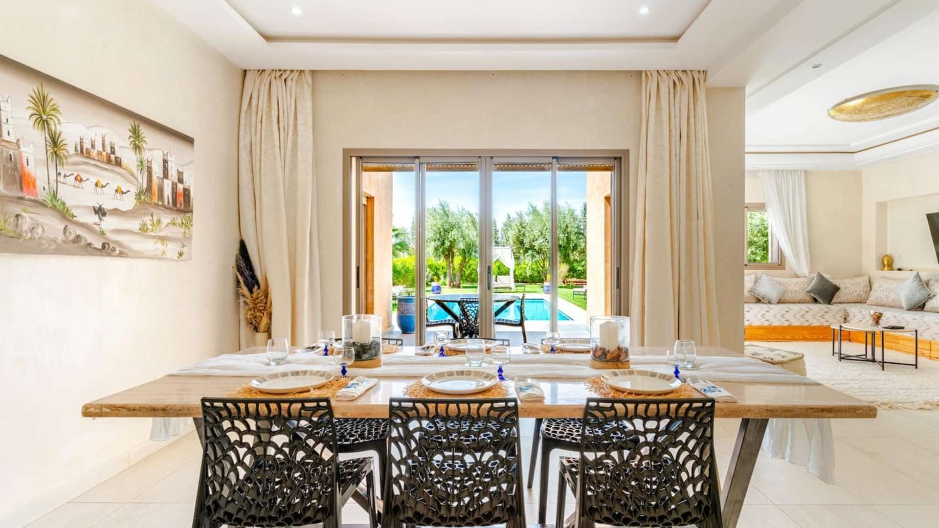 Location de vacances,Villa, Location villa SAFA Marrakech 3 chambres sans vis-à-vis  – Piscine privée & jardin 1250 m²,Marrakech,Route de Fès